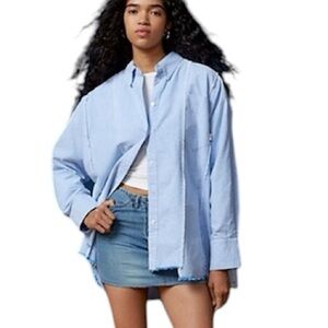 BDG / Urban Outfitters Spliced Dad Button Down Shirt Blue Medium